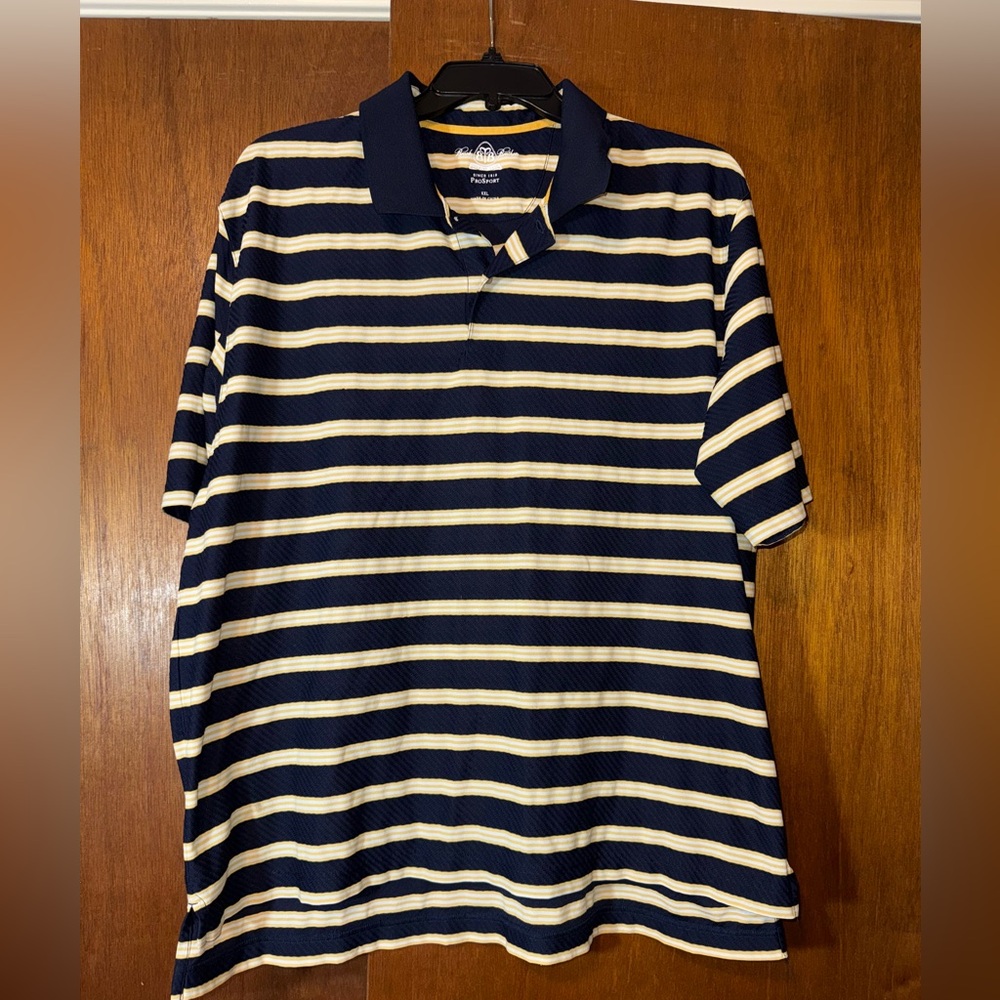 🐠 Brooks Brothers Navy and Cream Striped Polo